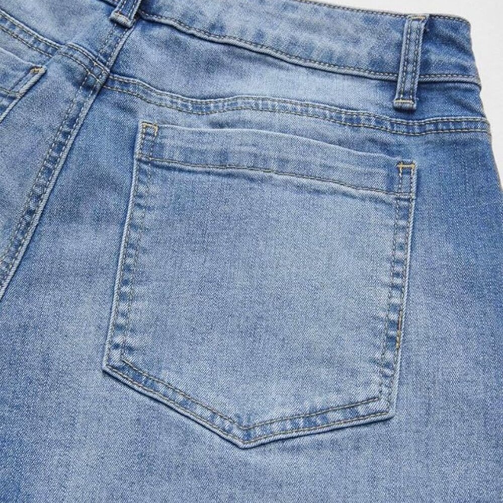 Flamingals Wide Leg Jeans‎ for Women | Mid Waist Baggy Washed Denim Jeans - Picture 10 of 16